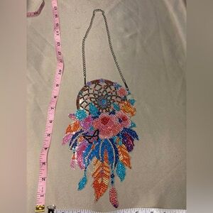 Colorful Beaded Dreamcatcher Diamond art wall or window hanging homemade